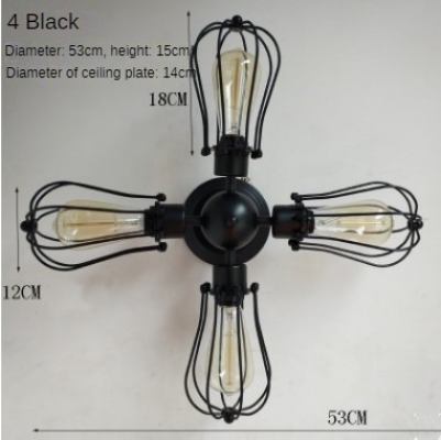 HEIKESZ LOFT Industrial Style Iron Ceiling Light Guest Restaurant Retro Iron Net Pot Cover Bar Counter Balcony Aisle American Creative Light LED Light for Bedroom Night Aesthetic Room Lamp