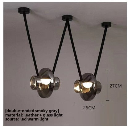HEIKESZ Nordic new restaurant bar chandelier designer personalized creative study model room island platform belt glass chandelier lamp light fixtures for celling light