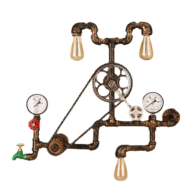 HEIKESZ Loft Retro Industrial Wind Wall Lamp Creative Wrought Iron Gear Wall Lamp Diners Cafe Bar Counter Club Decoration Lamp LED Light for Bedroom Night Aesthetic Room Lamp