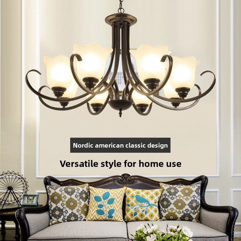 HEIKESZ Modern Luxury Iron Crystal Ceiling Light Zhongshan Lighting for Dining Room Villa Hall Bedroom Simple American Style Chandelier