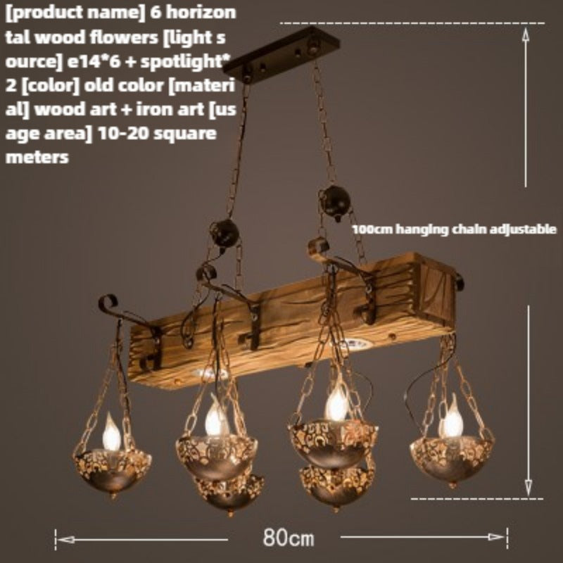HEIKESZ American rural retro ship wood chandelier hot pot restaurant hotel bar counter bed and breakfast restaurant lamp industrial wind decorative lamp