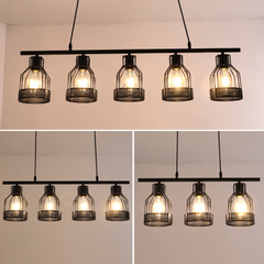 HEIKESZ Industrial Style Creative Living Room Restaurant Bar Table Chandelier Vintage Iron Lamp Hot Pot Milk Tea Shop Multi-Head in-Line Lamps Led Light for Bedroom Night Aesthetic Room Lamp