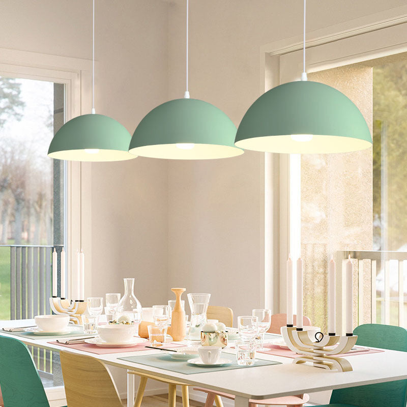 HEIKESZ Modern Minimalist Single Head Semicircle Chandelier Large Lampshade Creative Personality Decorative Light for Living Room Restaurant Exhibition Hall