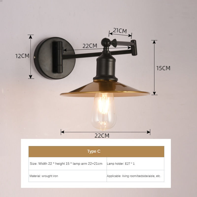 HEIKESZ In Chinese Antique Style Rocker Arm Wall Lamp Bedroom Bedside Lamp Retractable Folding Study Reading Lamp in the Living Room American Standard European Standard Wall Lamp