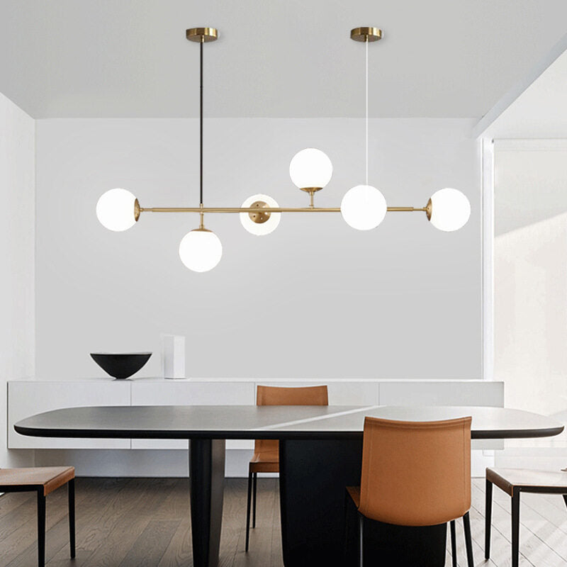 HEIKESZ Modern Minimalist Iron 6-Head Ceiling Lamp for Restaurant Bar Living Room LED Lighting Hanging Chandelier