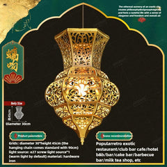 HEIKESZ South East Asia style retro hollow chandelier Morocco bar restaurant living room tea room lighting Thai bed and breakfast lightingChandelier, restaurant light, living room light