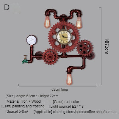 HEIKESZ Cross-Border American Retro Industrial Style Restaurant Bar Internet Coffee Personality Creative Wall Lamp Aisle Corridor Gear Decorative Light LED Light for Bedroom Night Aesthetic Room Lamp