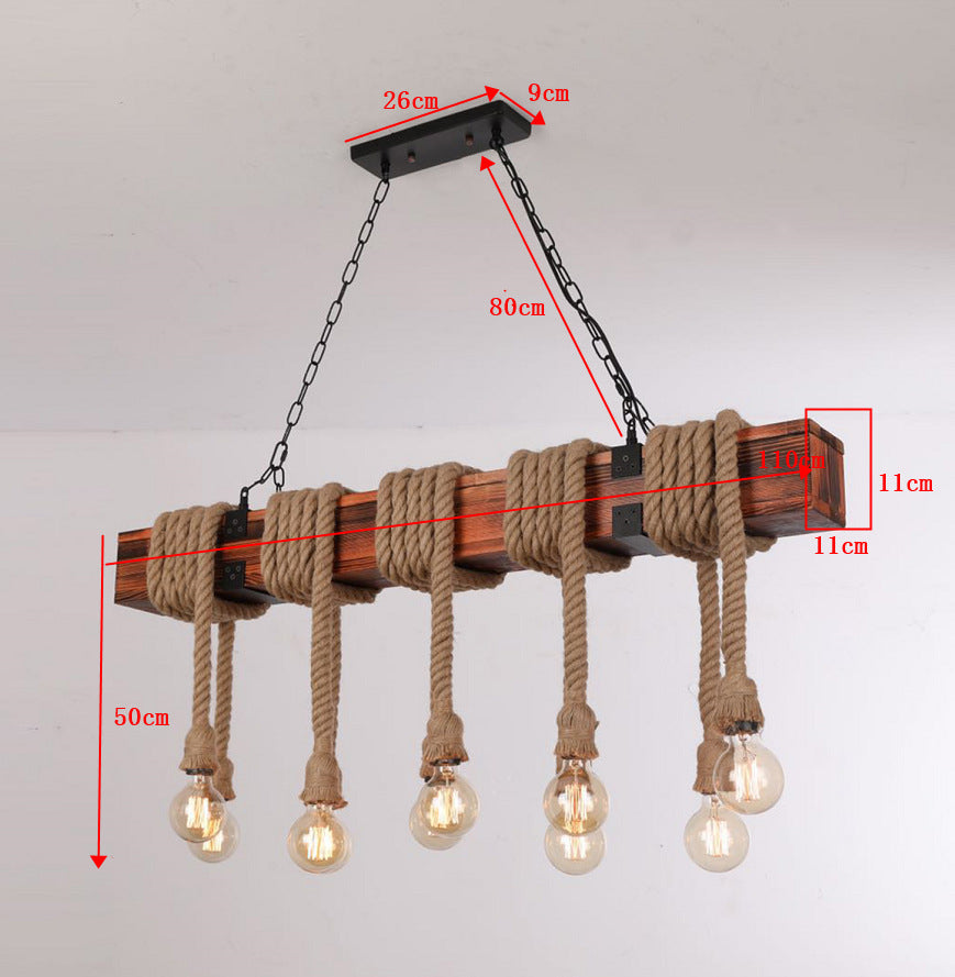 HEIKESZ American Retro Industrial Style Chandelier Creative Solid Wood Light Bar Restaurant Coffee Shop B & B Living Room Tea Room Light LED Light for Bedroom Night Aesthetic Room Lamp