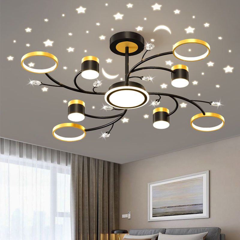 HEIKESZ Modern Starry Sky Projection Ceiling Lamp for Living Room Bedroom Coffee Shop Nordic Style Star Light