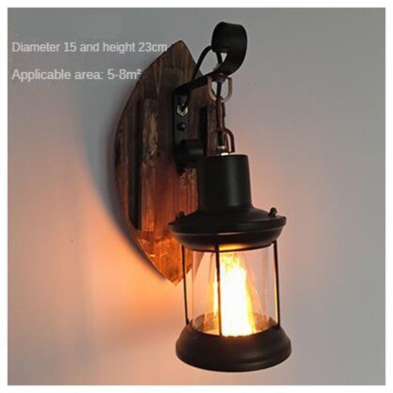 HEIKESZ American Retro Balsa Boat Wood Wall Lamp Dining Room Coffee Shop Light Loft Industrial Style Creative Bar Aisle Nostalgic Lamp LED Light for Bedroom Night Aesthetic Room Lamp