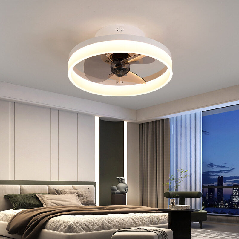 HEIKESZ Nordic Ceiling Fan Light with LED Strip Modern Minimalist Design Invisible Fan Lamp for Bedroom Dining Room Home Living Room