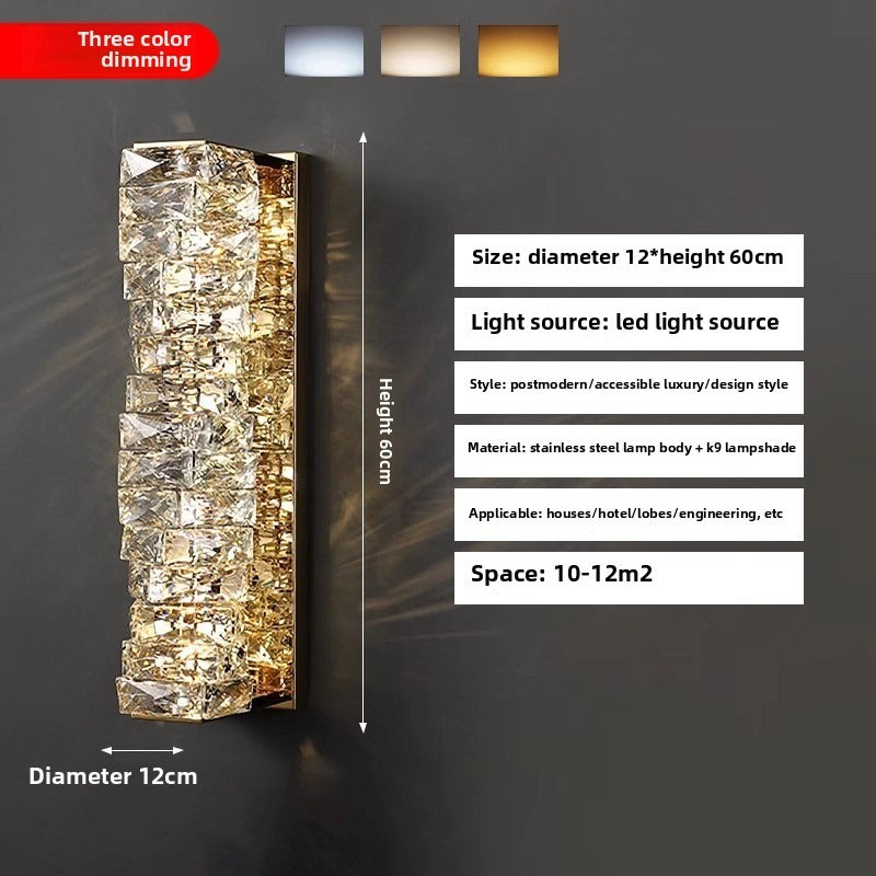 HIEKESZ craftsman light luxury bedside crystal lamp staircase porch lamp light luxury living room sofa TV background wall grille wall lamp light fixtures for celling light