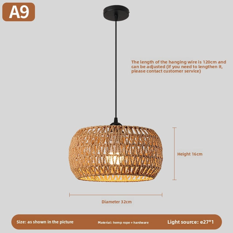 HEIKESZ Vintage Rope Pendant Light Industrial Iron Ceiling Lamp for Restaurant Bar Clothing BBQ Shop Retro Decor Commercial Lighting