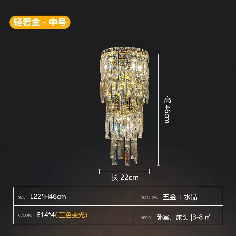 HEIKESZ Cross Border Luxury Crystal Wall Light Bedroom Nightstand Lamp French Sconce for Living Room Background Wall Ambience