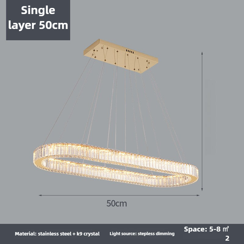 HEIKESZ Modern simple crystal chandelier living room dining room lighting luxury creative led double oval bar table home dining room lamp lighting fixtures for celling lighting