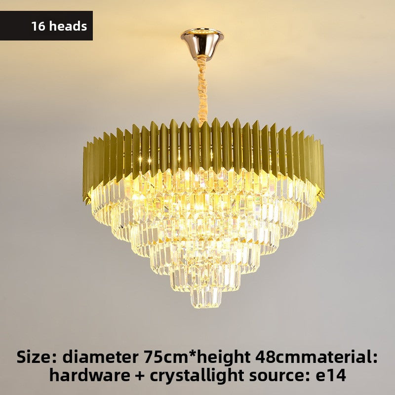 Modern Nordic Crystal Ceiling Light Luxury Round Chandelier for Living Room Bedroom Dining Hall Villa Simple Elegant Atmosphere