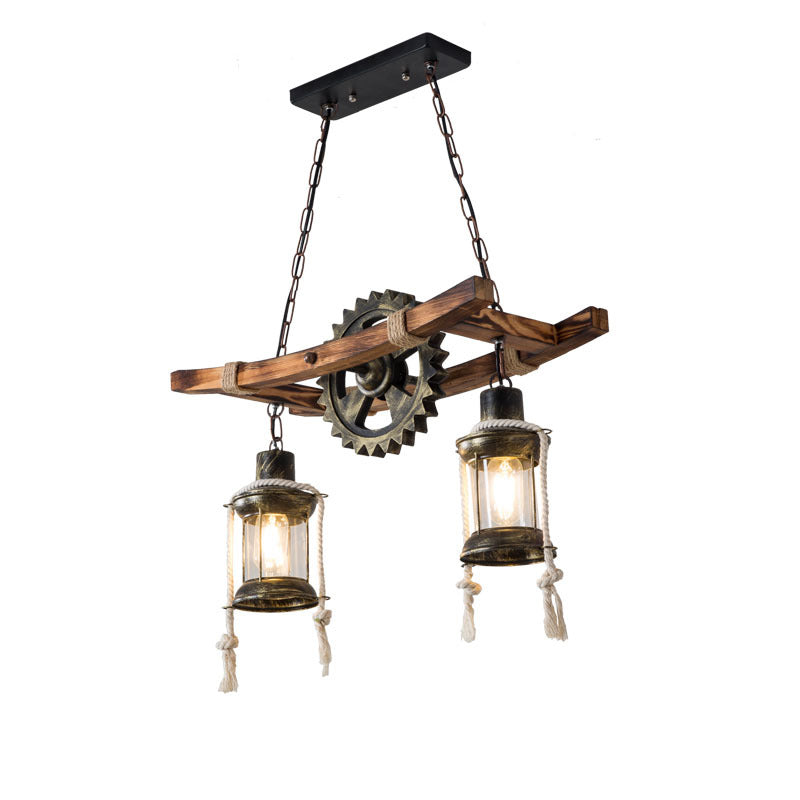 HEIKESZ American Retro Ceiling Light Living Room Dining Room Bedroom Bar Table Hot Pot Milk Tea Shop Creative Gear Industrial Style Chandelier LED Light for Bedroom Night Aesthetic Room Lamp