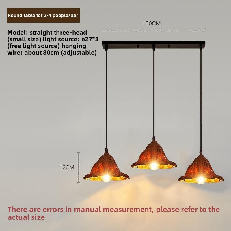HEIKESZ New Chinese Style Lotus Ceiling Light Creative Artistic Dining Room Bar Pendant Lamp Vintage Retro Lighting for Tea House