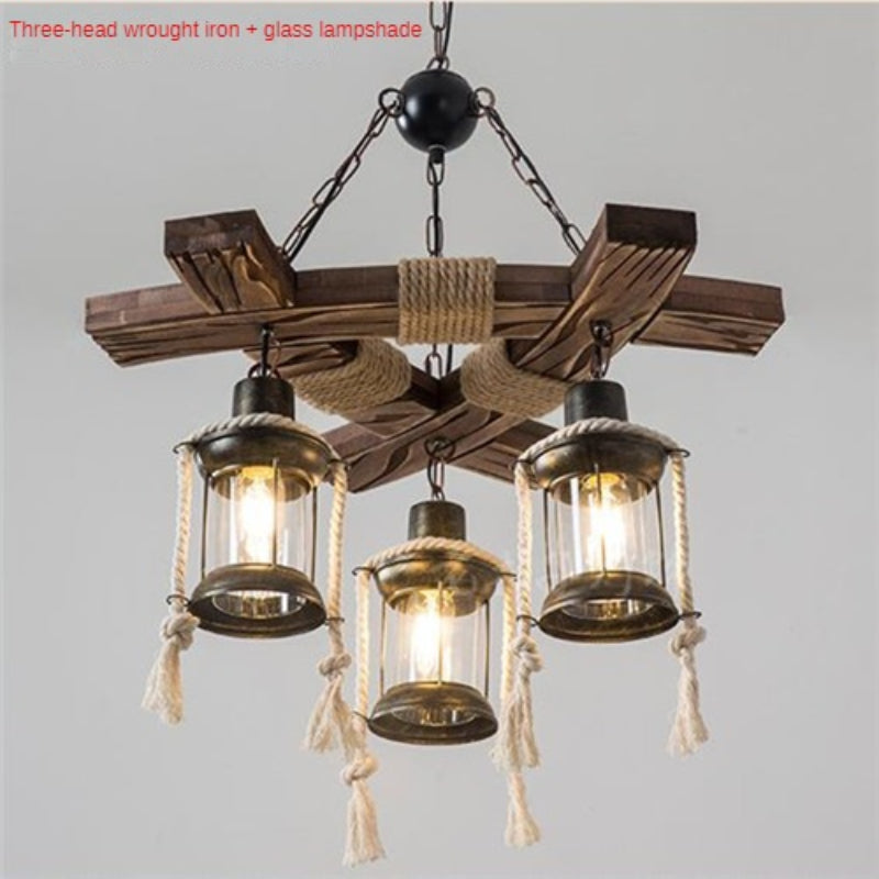 HEIKESZ Retro Personality Woodcraft Ceiling Lamp Restaurant Bar Coffee Shop Pub Snack Milk Tea Hot Pot Restaurant Creative Industrial Storm Lantern LED Light for Bedroom Night Aesthetic Room Lamp