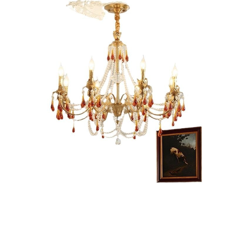 HEIKESZ Crystal chandelier French living room water drop lamp dining room lamp American hotel villa living room hall lamp light fixtures for celling lights