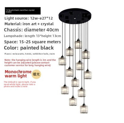 HEIKESZ Personalized rotating staircase chandelier modern minimalist creative duplex floor living room Nordic villa staircase crystal chandelier lamp lighting fixtures for celling lighting