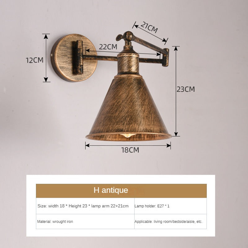 HEIKESZ In Chinese Antique Style Rocker Arm Wall Lamp Bedroom Bedside Lamp Retractable Folding Study Reading Lamp in the Living Room American Standard European Standard Wall Lamp