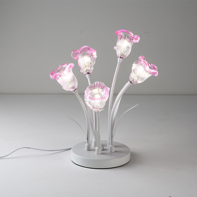 HEIKESZ Tulip flower table lamp modern simple led lily of the valley ins wind idyllic warm bedroom bedside night lamp light fixtures for celling light
