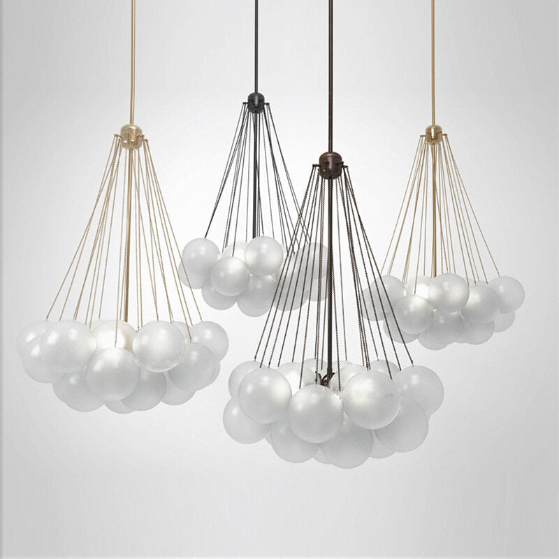 Nordic Light Luxury Glass Ball Chandelier Lamp in the Living Room Bedroom Light Model Room Lamp Clothing Store Modern Minimalist Dining Chandelier
