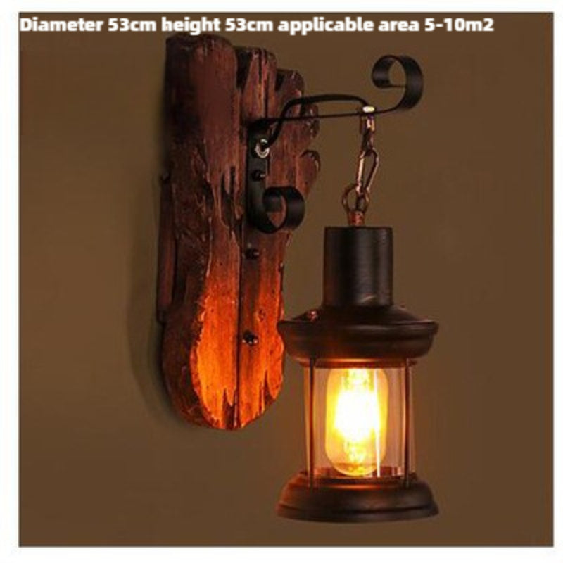 HEIKESZ American retro boat wood wall lamp restaurant store lamp loft industrial style creative bar counter aisle nostalgic lamp