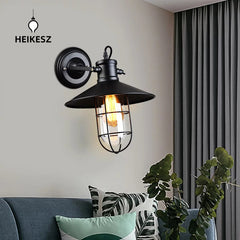 HEIKESZ Exclusive for Cross-Border American Retro Iron Art Creative Wall Lamp Personality Bar Aisle Foyer Cafe Industrial Wall Lamp LED Light for Bedroom Night Aesthetic Room Lamp