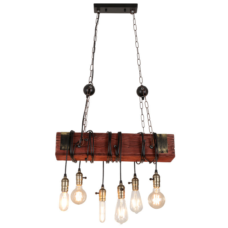 HEIKESZ American Retro Ceiling Light Exclusive for Cross-Border E26 American Standard Living Room Dining Room Bedroom Bar Creative Wood Multi-Head Chandelier LED Light for Bedroom Night Aesthetic Room Lamp