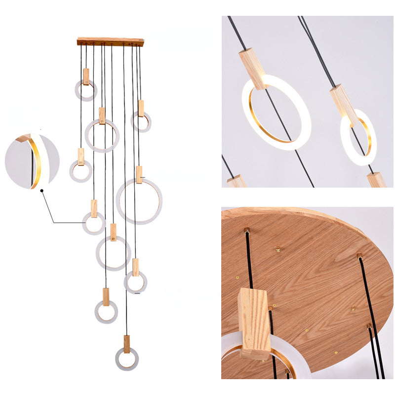 HEIKESZ Nordic Modern Minimalist Rotating Duplex Chandelier LED Ceiling Light for Living Dining Room Bedroom Villa Pendant