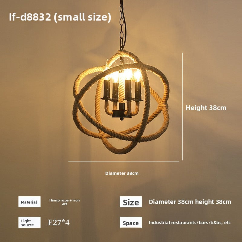 HEIKESZ Vintage Rope Ceiling Light Industrial Iron Pendant Lamp for Restaurant Bar Clothing BBQ Shop Retro Decor Commercial Lighting