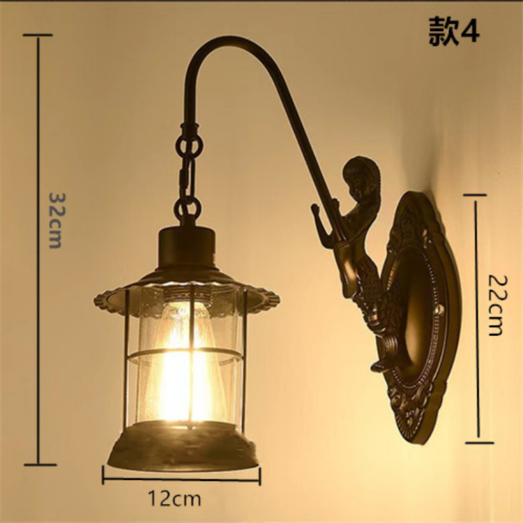 HEIKESZ Cross-Border American Retro Industrial Guest Restaurant Studio Aisle Corridor Tea Room Milk Tea Coffee Shop Bar Counter Wall Lamp LED Light for Bedroom Night Aesthetic Room Lamp