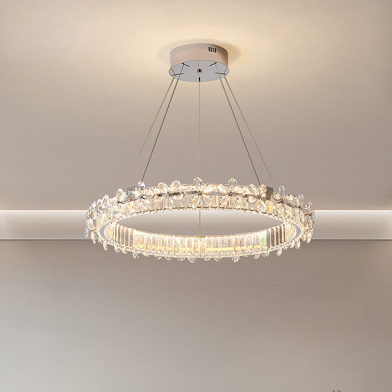 HEIKESZ Bedroom modern light luxury living room lamp designer creative warm flower crystal chandelier art round dining room lamp light fixtures for celling lights