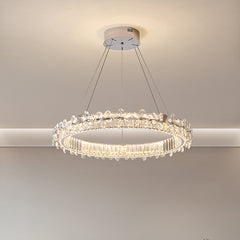 HEIKESZ Bedroom modern light luxury living room lamp designer creative warm flower crystal chandelier art round dining room lamp light fixtures for celling lights