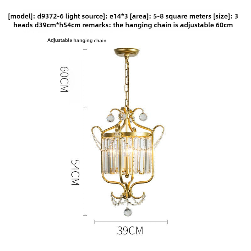 HEIKESZ Factory direct sales American chandelier living room lamp dining room light luxury crystal lamp study simple atmospheric lamp bedroom lighting