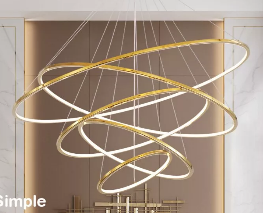 HEIKESZ LED Circle Chandelier Modern Minimalist Creative Lighting for Living Room Dining Room Bar Stair Light Warm Room Lamps Ceiling Fixture