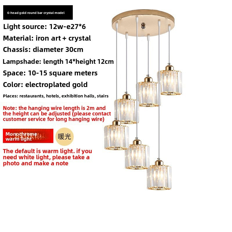 HEIKESZ Personalized rotating staircase chandelier modern minimalist creative duplex floor living room Nordic villa staircase crystal chandelier lamp lighting fixtures for celling lighting