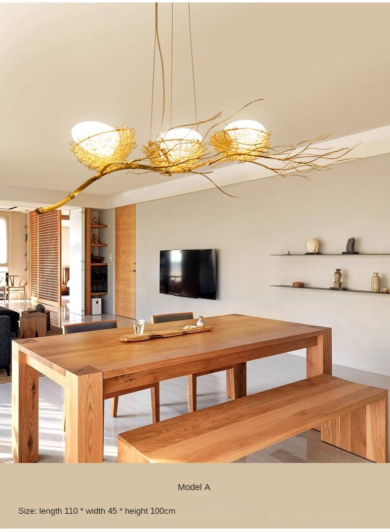HEIKESZ Nordic Chandelier Modern Bird's Nest Design Warm Light Fixture for Living Room Bedroom Restaurant Art Lighting