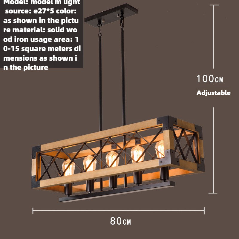HEIKESZ Loft industrial wind chandelier American retro restaurant B & B bar bar creative personality barbecue shop wood lamps