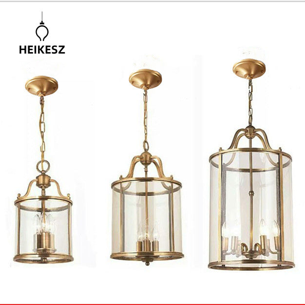 HAIKESZ Modern European Style Full Copper Ceiling Light for Dining Room Hallway Staircase Entrance Simple Luxury Chandelier