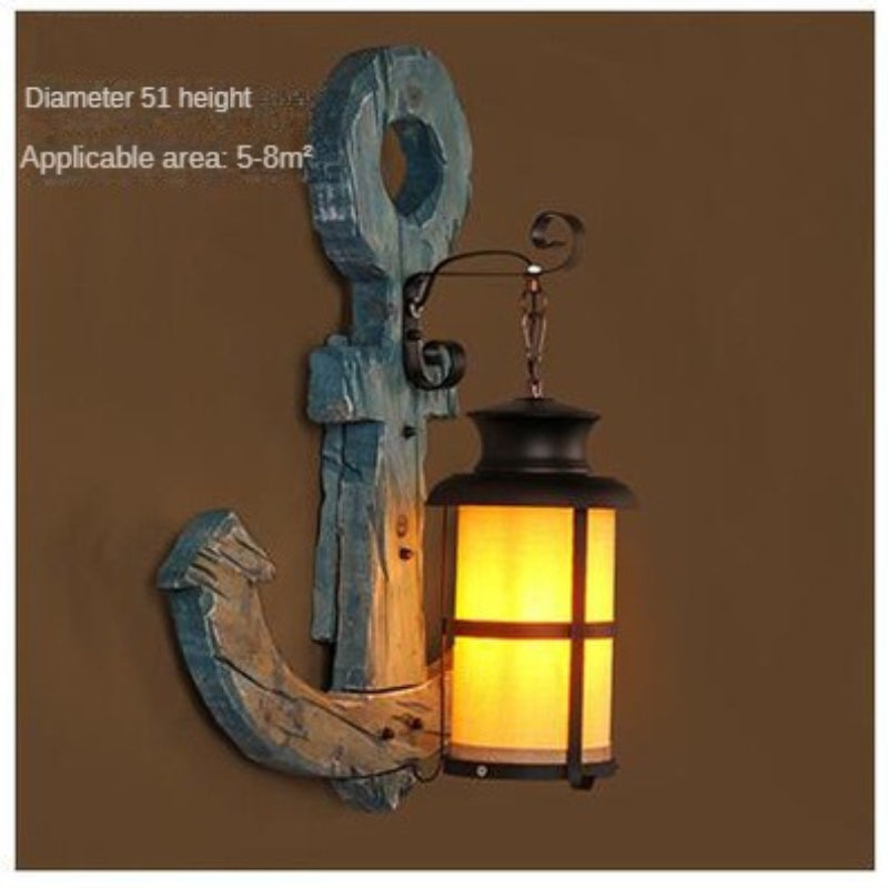 HEIKESZ American Retro Balsa Boat Wood Wall Lamp Dining Room Coffee Shop Light Loft Industrial Style Creative Bar Aisle Nostalgic Lamp LED Light for Bedroom Night Aesthetic Room Lamp
