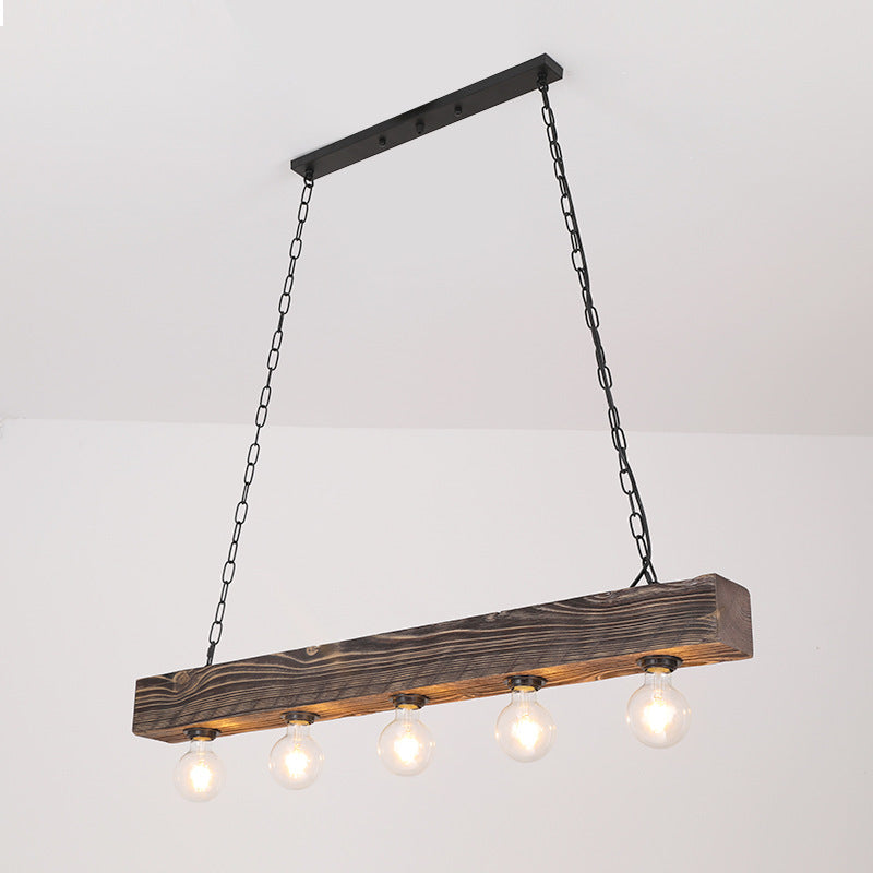 HEIKESZ Retro Solid Wood Lamp Dining Room/Living Room Restaurant Hot Pot Restaurant Private Room Creative Industrial Style Bar Counter Coffee Shop Cross-Border Chandelier LED Light for Bedroom Night Aesthetic Room Lamp