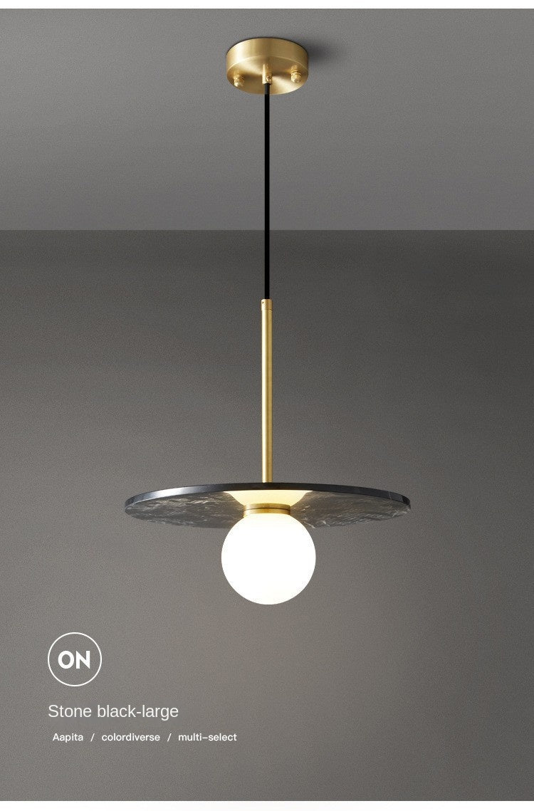 HEIKESZ Nordic Post-Modern Marble Copper Droplight UFO Lamps for Cafe Bar Table Bedroom Bedside Ceiling Lights Chandeliers Light Fixtures