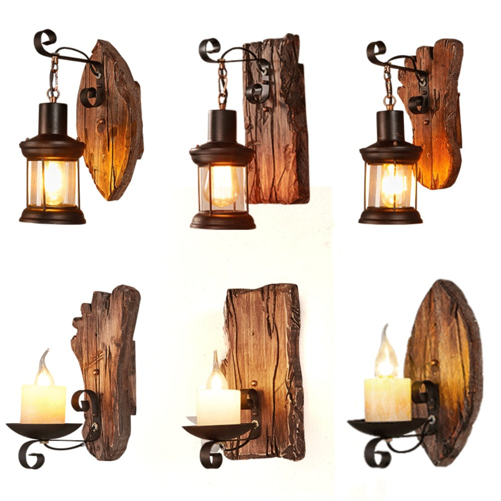 HEIKESZ American retro boat wood wall lamp restaurant store lamp loft industrial style creative bar counter aisle nostalgic lamp