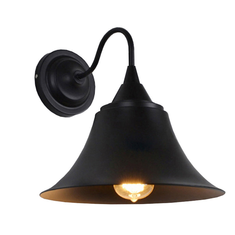 HEIKESZ American Country Wrought Iron Aisle Corridor Light Black Personalized Retro Restaurant Bar Industrial Style Creative Horn Wall Lamp LED Light for Bedroom Night Aesthetic Room Lamp