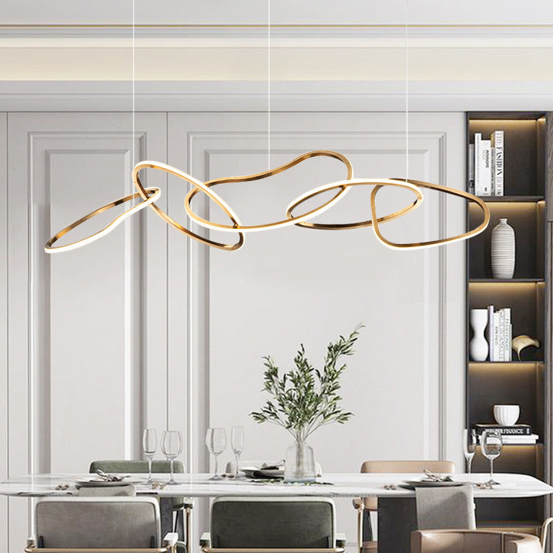 HEIKESZ Post-Modern Stainless Steel Restaurant Chandelier Simple Nordic Front Desk Art Creative Personality Model Room Ring Bar Lamp