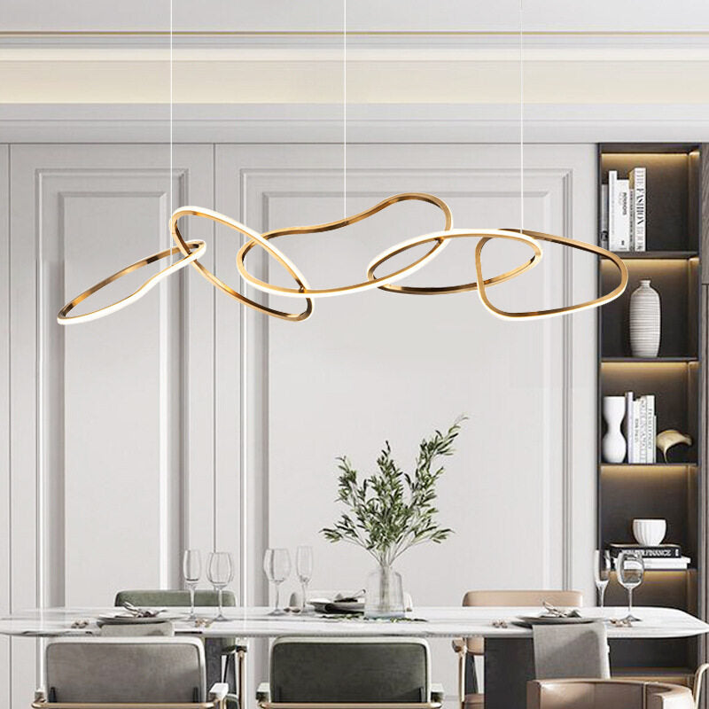 HEIKESZ Modern Stainless Steel Restaurant Chandelier Creative Nordic Table Lamp for Living Room Bedroom Ceiling Light