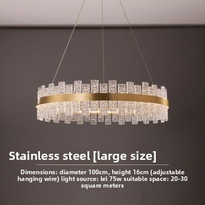 HEIKESZ Luxury Modern Ceiling Light Stainless Steel Round Chandelier for Bedroom Living Room Home Decor
